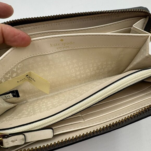 Kate Spade New York Gray Leather Zip-Around Wallet With 12 Card Slots & Interior - Picture 8 of 14